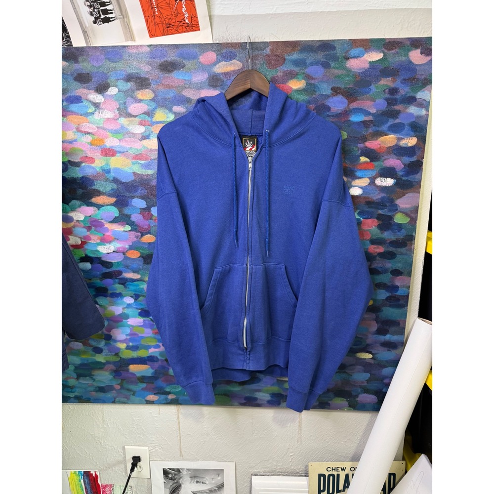Vintage USA Olympic JCPenney Royal Blue Full Zip Hoodie Sweatshirt sun faded L